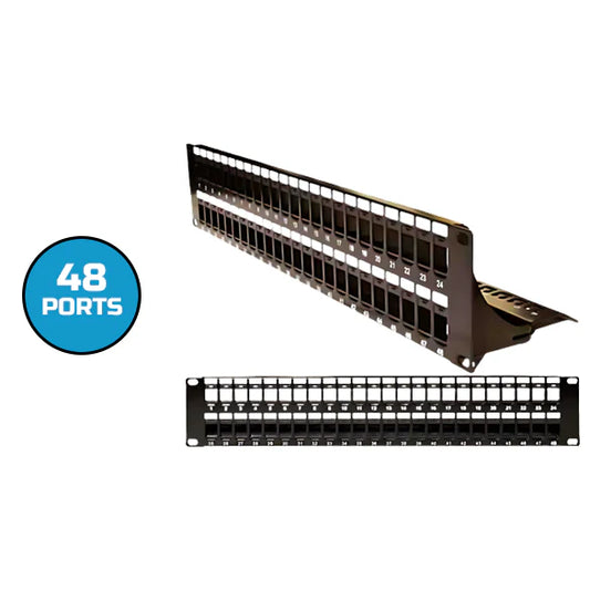 Blank Patch Panel UTP with Cable Manager 48 Port 2U Black