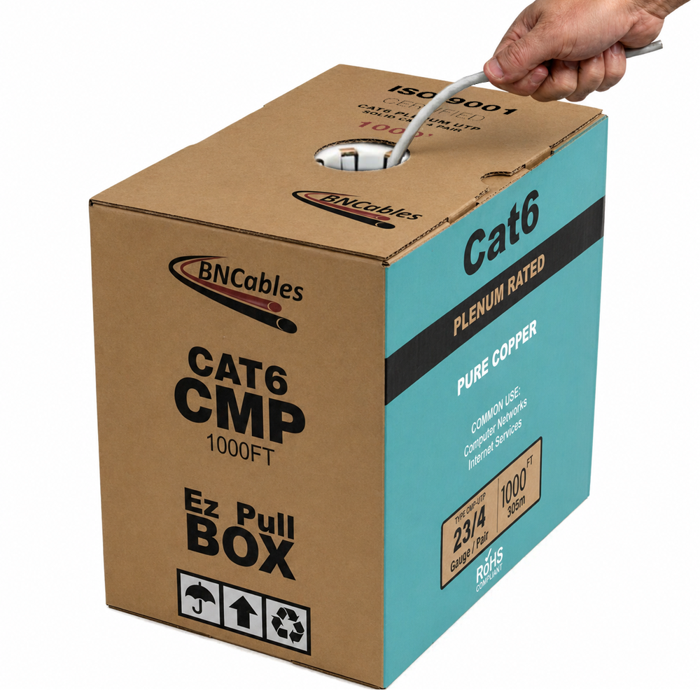 Cat6 Plenum Cables 1000ft CMP Rated in a Different Colors