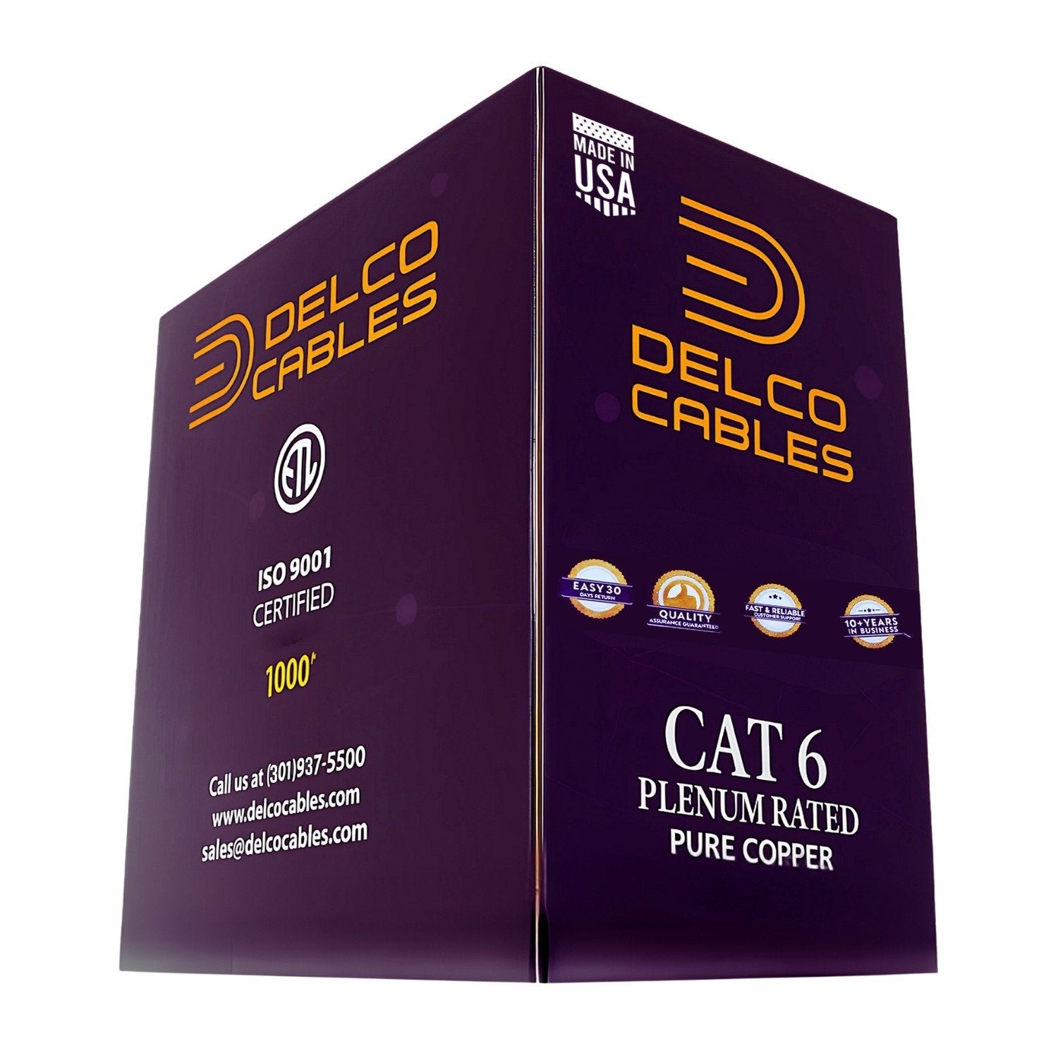 U.S Made Cat6 UTP Plenum Rated Pure Copper 550mhz ETL Listed